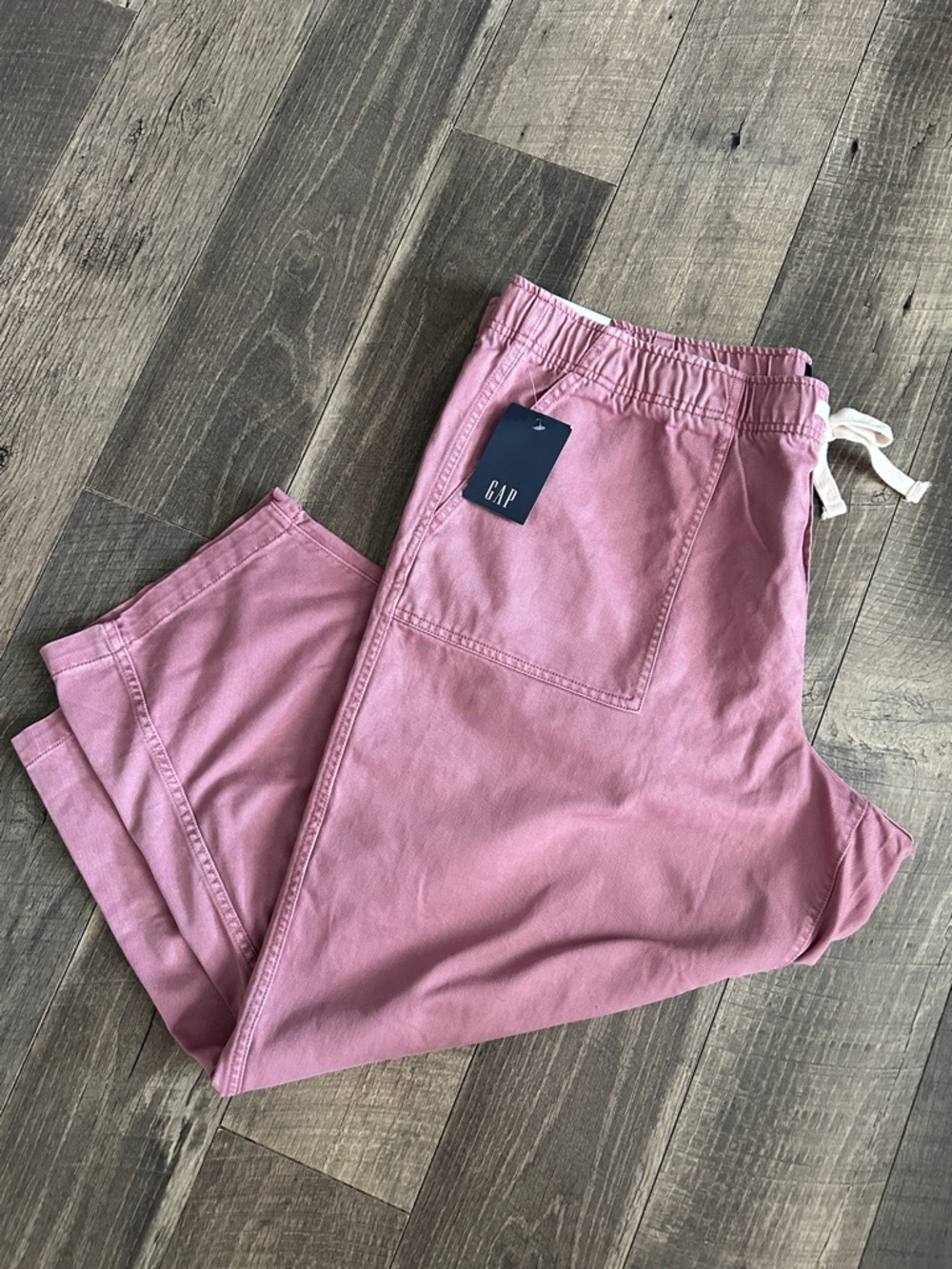 GAP Dusty Rose Drawstring Patch-Pocket Joggers